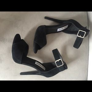 Black Steve Madden mogull ankle strap high heel